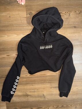 Volcom Black Cropped Hoodie with White Logo Accents